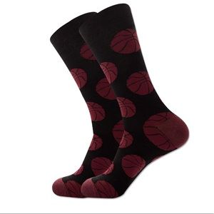 Mens Novelty Basketball Cotton Crew Dress Socks